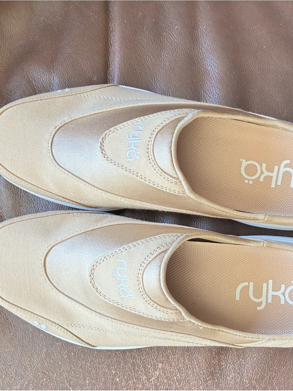 New! Ryka Calypso Tan Canvas Slip On Mule Sneakers Size 9